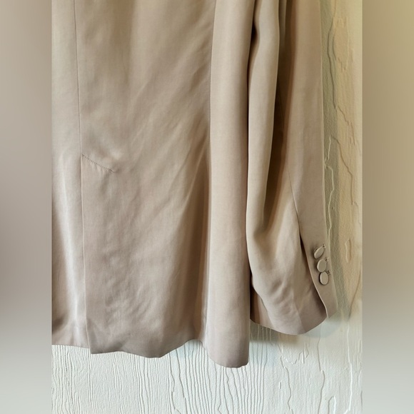 Zara Double Breasted Satin Effect Cream Tan Mink Blazer Suit Jacket Bridal - Picture 14 of 17